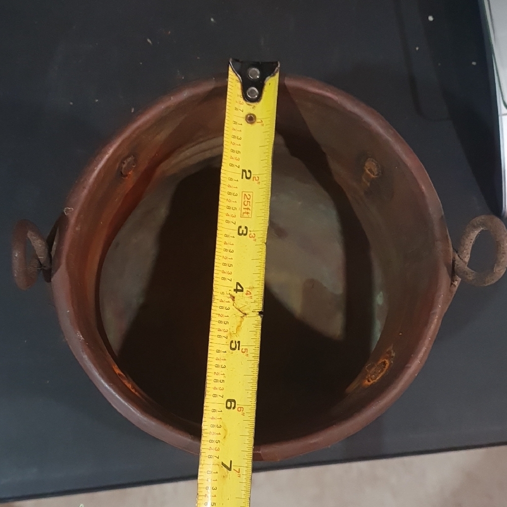 Antique Rustic Genuine Solid Copper Pot Hand Hammered Kettle - Picture 8 of 9